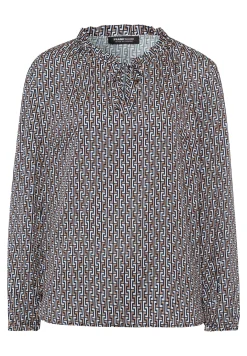 Bluse mit schmalem Rüschenkragen