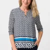 Blusenshirt mit geschlitztem Rundhals