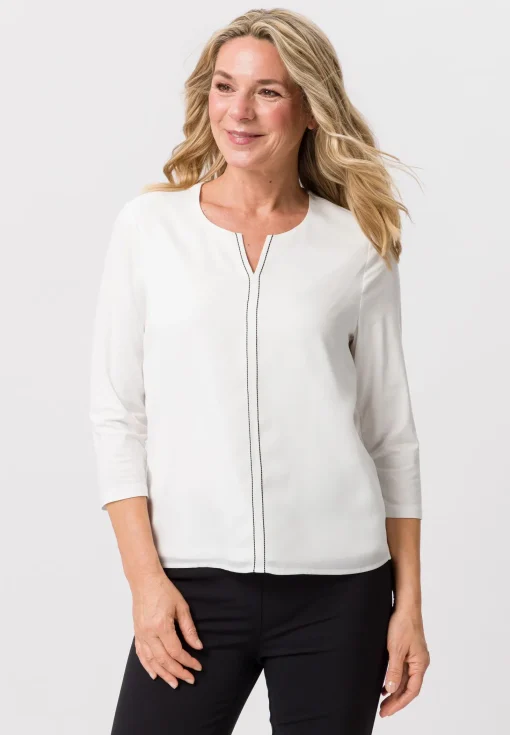 Blusenshirt mit kontrastfarbenen Ziernähten