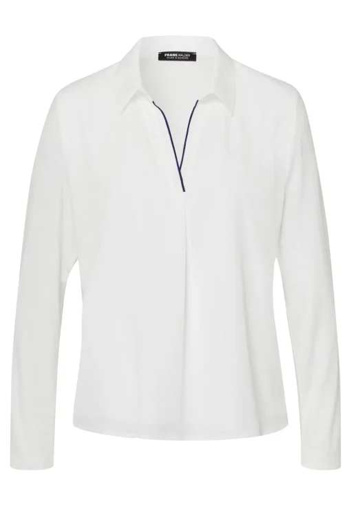 Blusenshirt mit kontrastfarbenen Paspeln