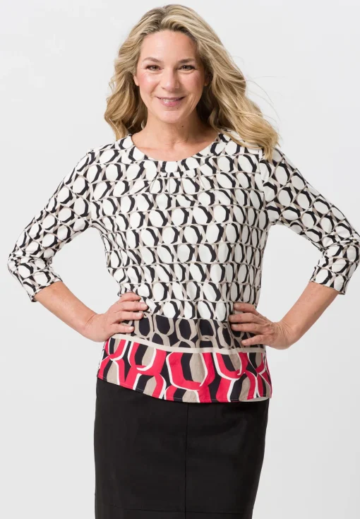 Blusenshirt mit Panneaux Print