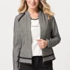 Leichtjacke mit stilvollen Lederimitat-Streifen