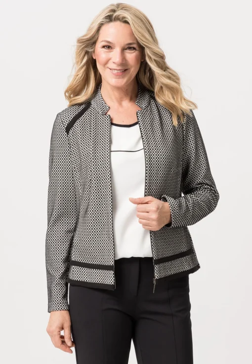 Leichtjacke mit stilvollen Lederimitat-Streifen