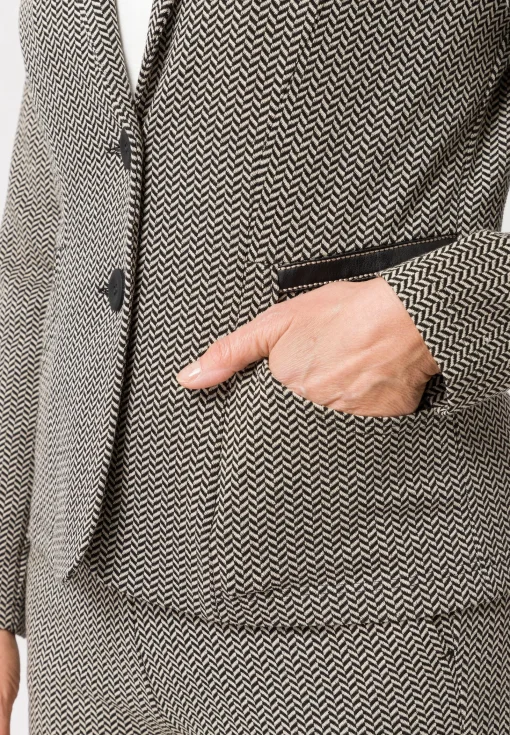 Leichtjacke mit zweifarbigem Fischgratmuster