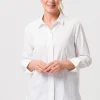 Longbluse mit verdeckter Knopfleiste