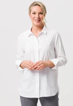 Longbluse mit verdeckter Knopfleiste