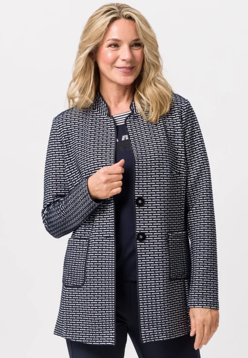 Longjacke mit dekorativ betonten Kanten