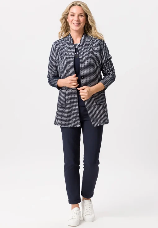 Longjacke mit dekorativ betonten Kanten