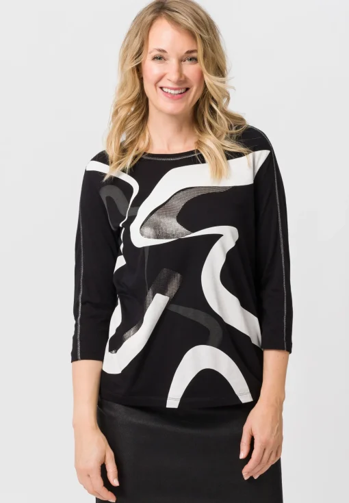 Shirt mit Partprint Lurexziernähte