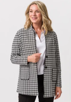 Strick-Longjacke mit modernem Fancy-Strickmuster