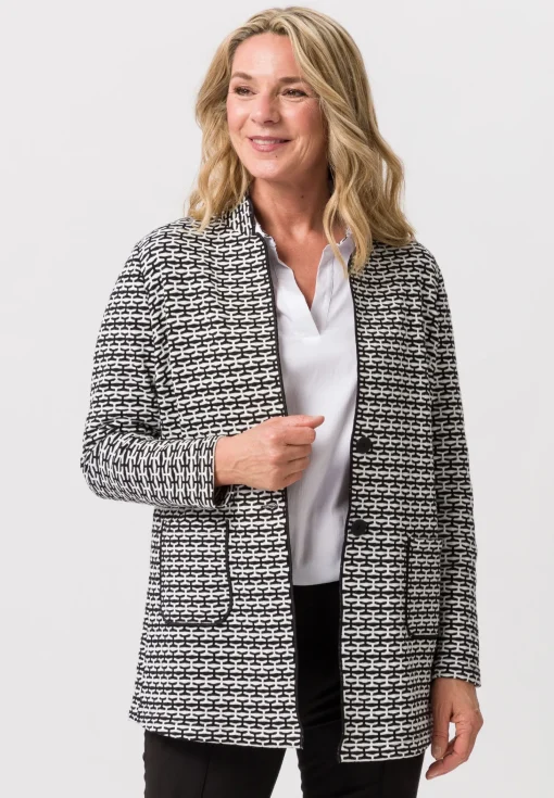 Strick-Longjacke mit modernem Fancy-Strickmuster