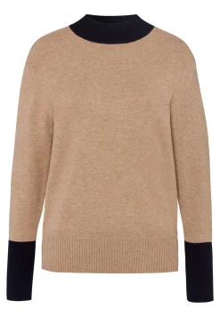 Strickpullover mit abgesetzten Bündchen