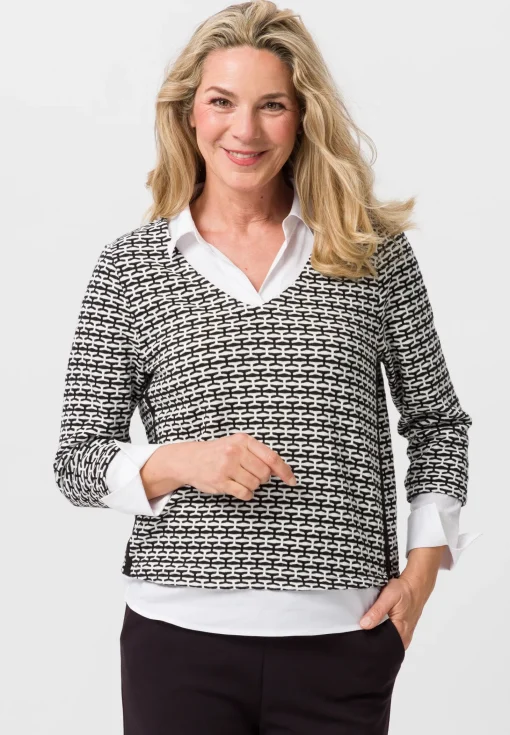 Strickpullover mit aufgesteppten Seitenstreifen